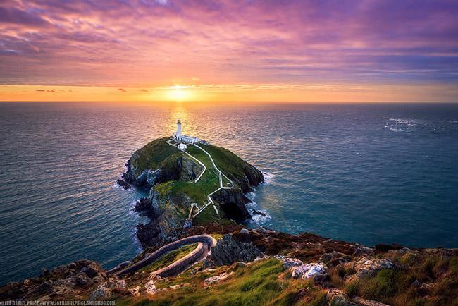 Sunset at the South Stack near Holyhead, Anglesey, Wales