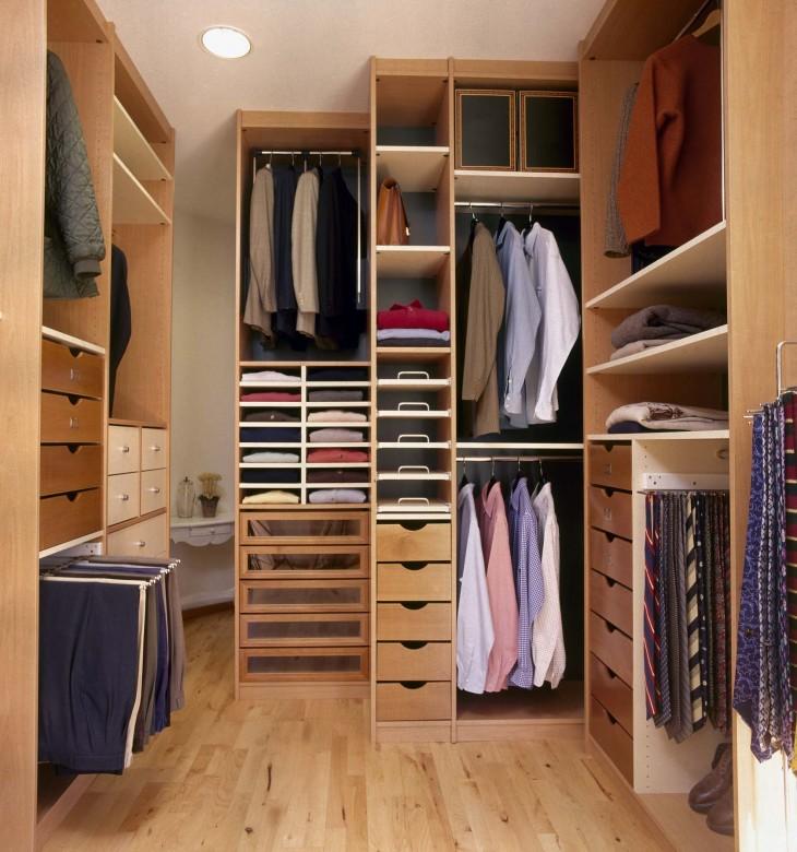 modern dressing room with parquet floor