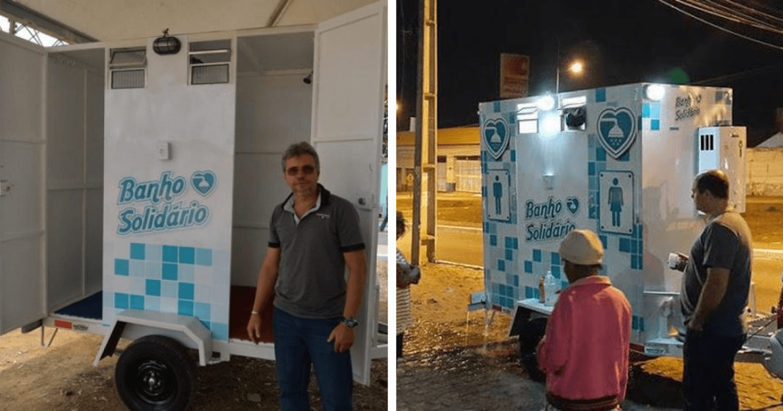 Empresário cria banheiro itinerante para que moradores de rua possam tomar banho