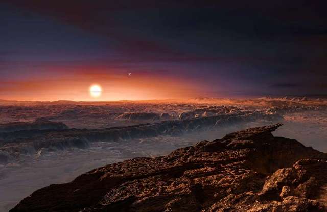 Artist's impression of the planet orbiting Proxima Centauri