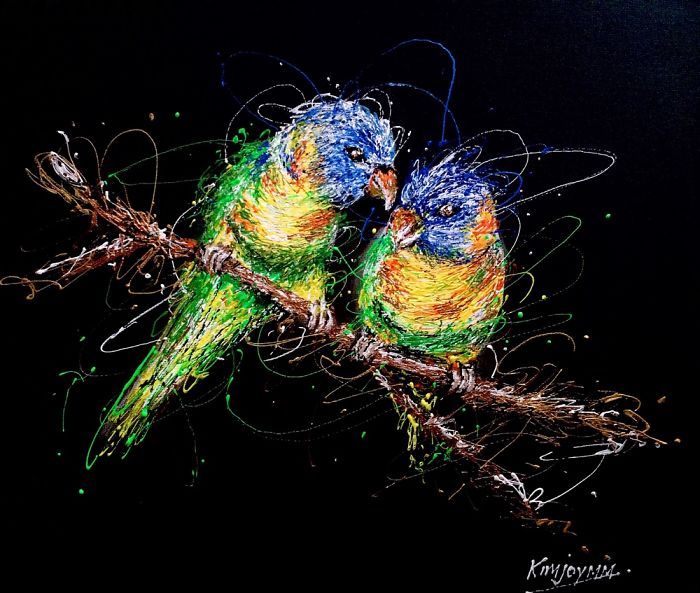 Arte com siringa as aves do amor 1