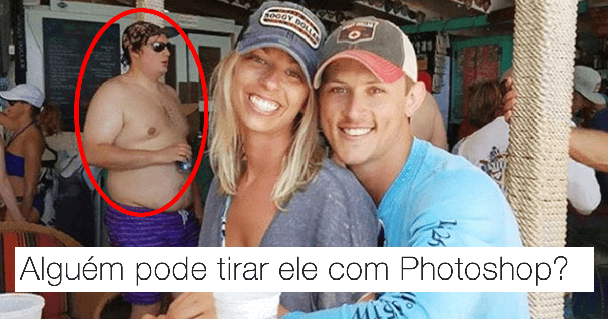 Casal pede ajuda para remover homem sem camisa de foto e o resultado é hilário