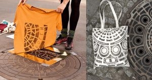 Artistas fazem camisetas e bolsas com estampas de superfícies urbanas