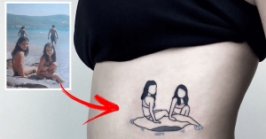 Artista eterniza fotos da infância através de tatuagens minimalistas