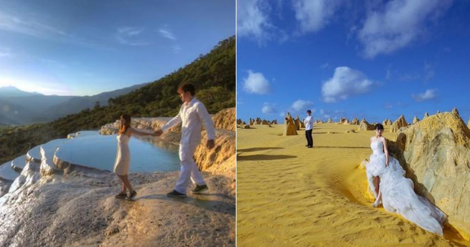 Casal faz o próprio ensaio de casamento enquanto viaja o mundo e resultado fica incrível