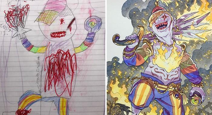 Pai desenhista transforma desenhos dos filhos em personagens de animes (16)