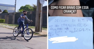 Garoto de 7 anos arranha carro em ‘queda’ de bicicleta e seu bilhete se torna a coisa mais fofa da web