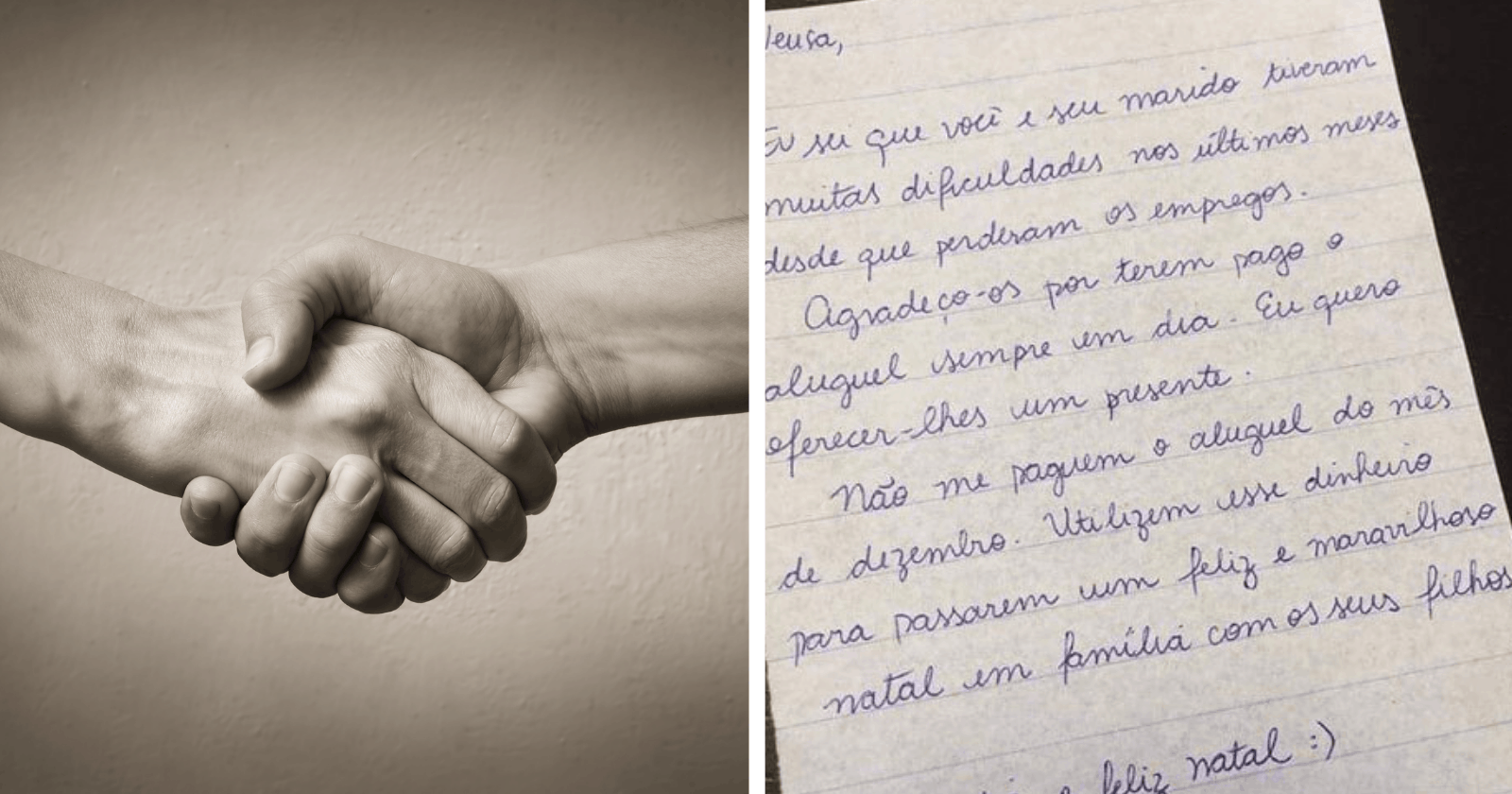 Mulher manda carta emocionante para inquilinos com a atitude mais linda desse Natal