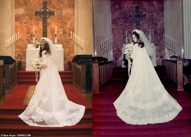 Depois de 50 anos, casal recria fotos de casamento no mesmo local e com mesma roupa