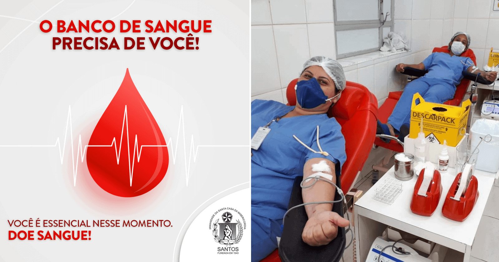 Profissionais de saúde doam sangue para repor estoque de hospital em estado crítico