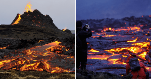 Beleza de vulcão que começou a entrar em erupção atrai turista para a Islândia