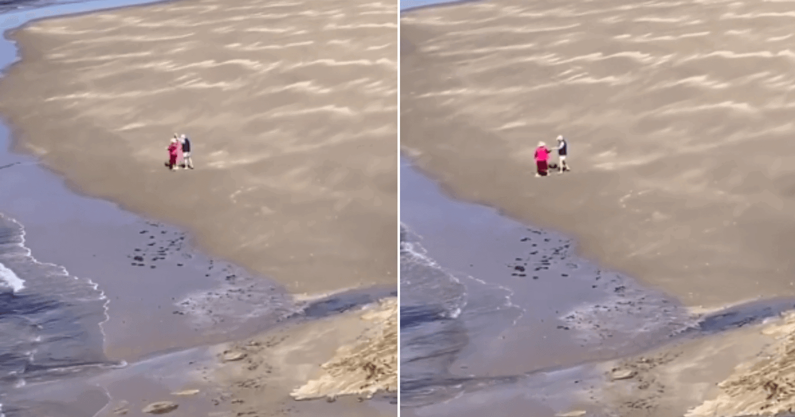 Casal de idosos é flagrado dançando em praia e cena ULTRAPASSA o romantismo