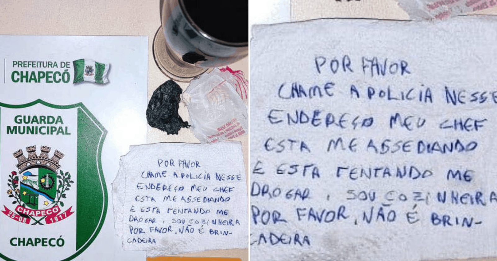 Casal ajuda cozinheira após receber pedido de socorro escrito em guardanapo