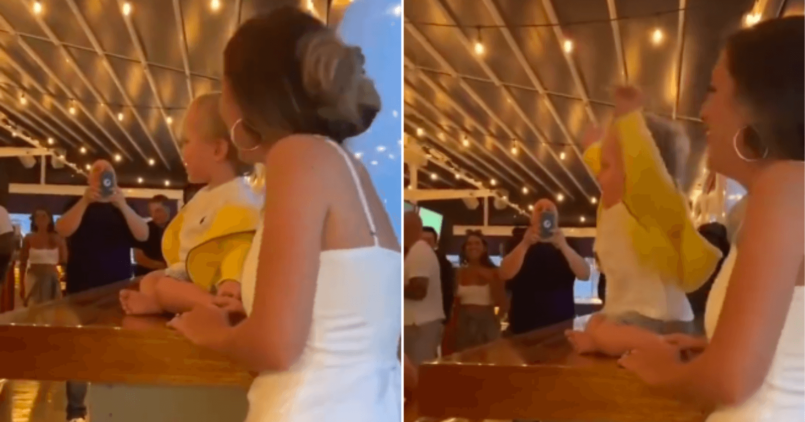 Bebê mostra músculos e restaurante inteiro se agita!