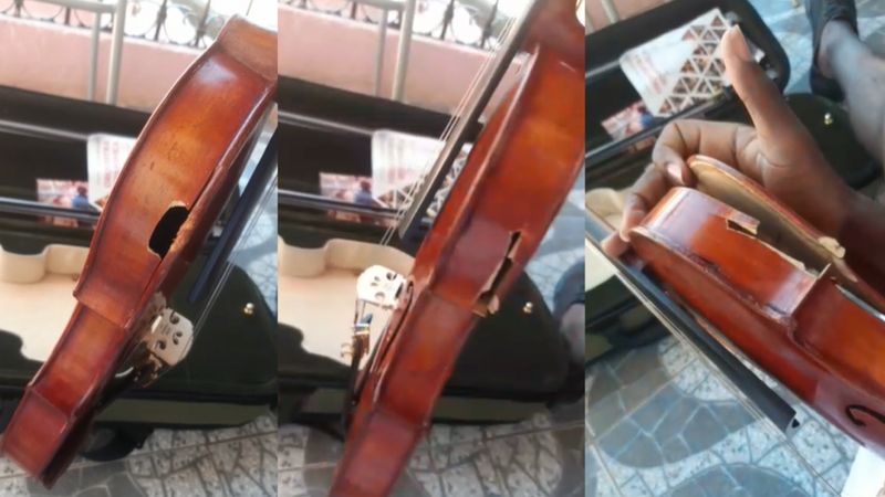 Violino serve de escudo e protege rapaz de bala perdida