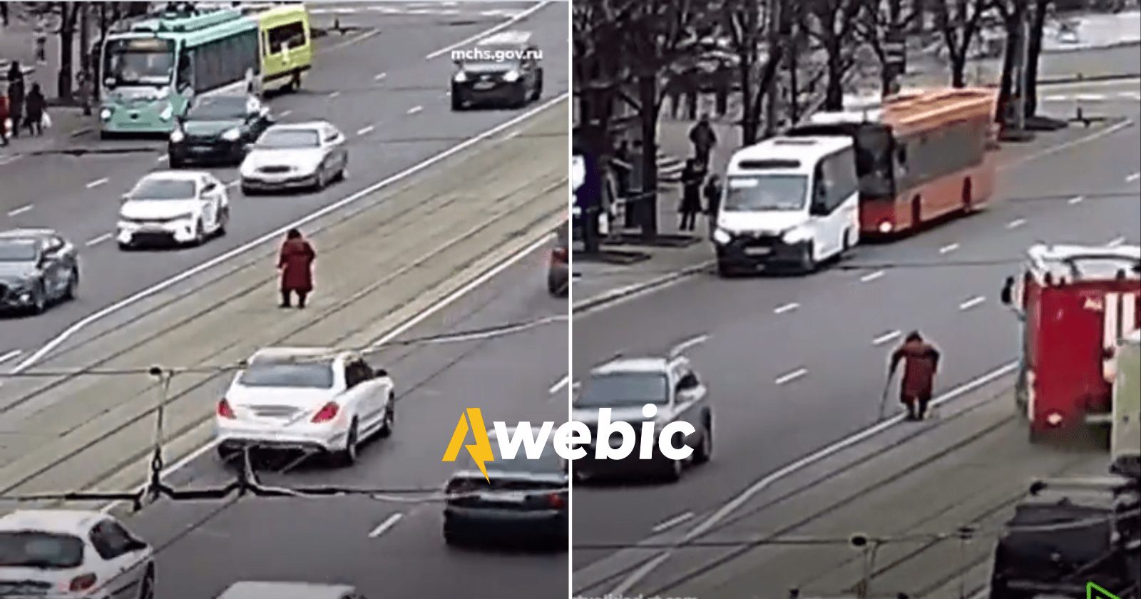 Bombeiros fecham avenida para idosa atravessar com segurança