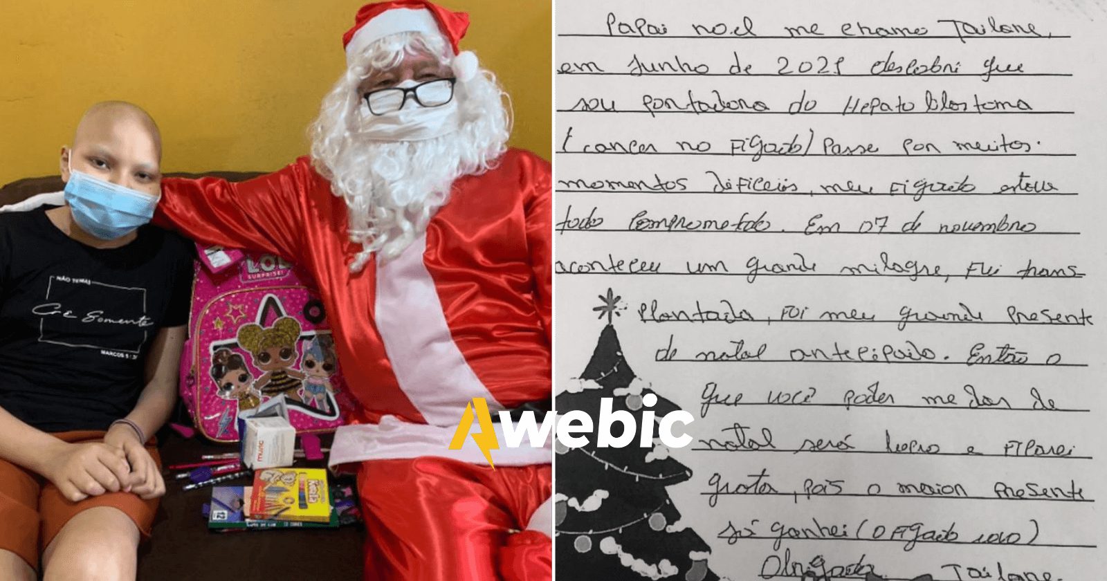 Garotinha emociona ao agradecer por transplante de fígado em carta ao Papai Noel