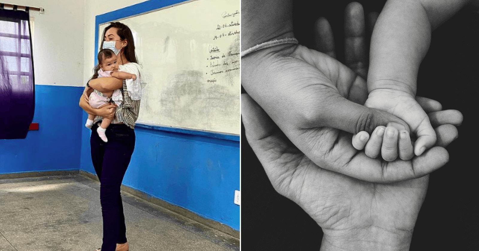 Professora acalenta bebê para sua aluna adolescente conseguir estudar melhor