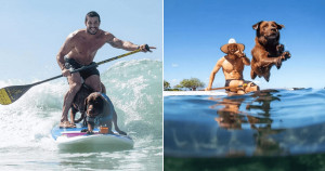 Ivan e Bono: homem e seu cão se tornam pentacampeões no surf