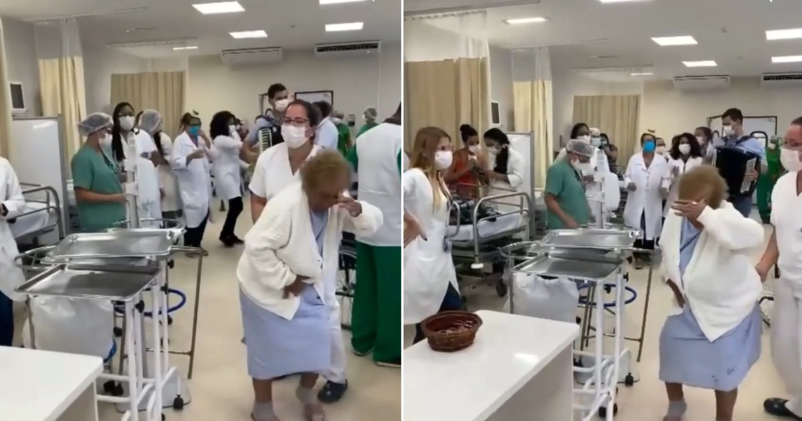 Vovó de 93 anos anima hospital inteiro ao sair da UTI dançando forró com muita alegria