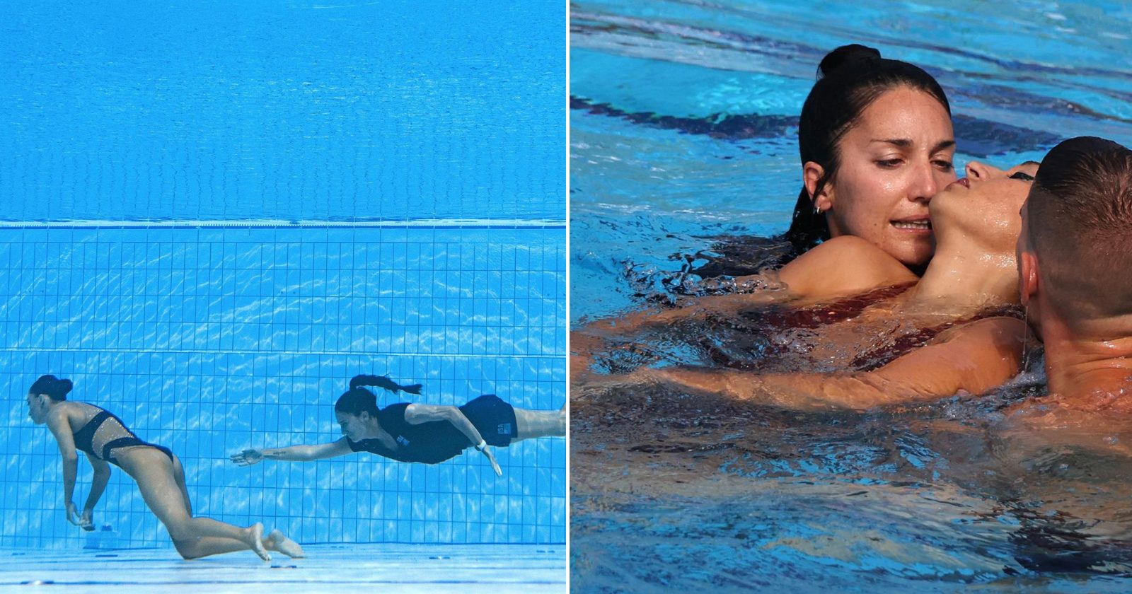 Impressionante! Nadadora desmaia durante competição e é resgata pela sua treinadora no fundo da piscina