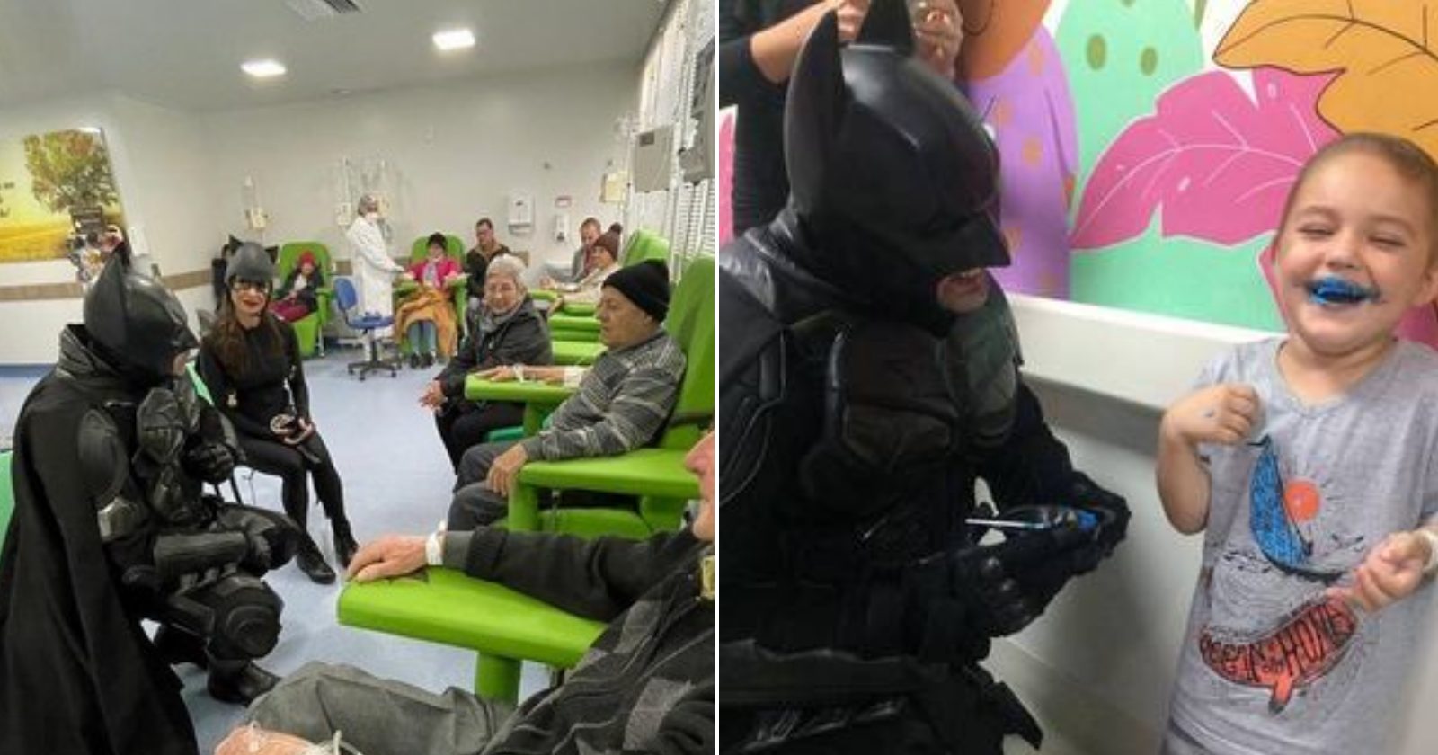 AÇÃO INSPIRADORA: Homem “Batman” traz alegria para pacientes com câncer em hospitais