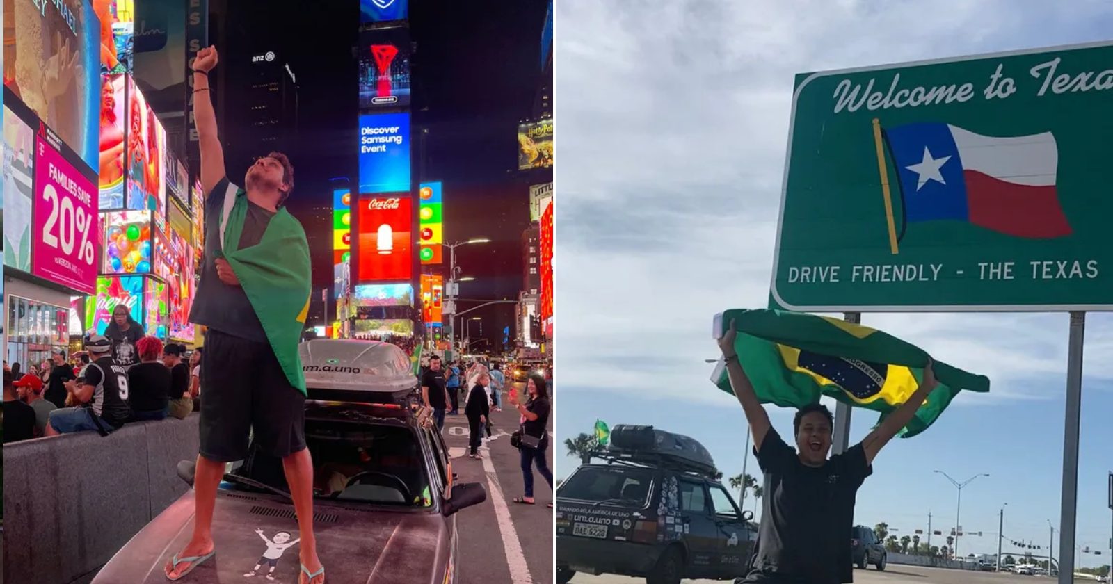 Brasileiro sai de SP e chega até a Times Square a bordo de um Uno; conheça essa história