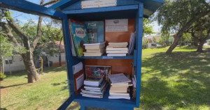 Casal do interior de SP cria biblioteca comunitária em praça e já conta com mais de 400 títulos no acervo