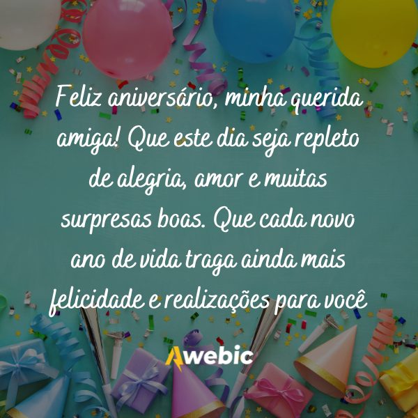 Feliz aniversário especial para amiga