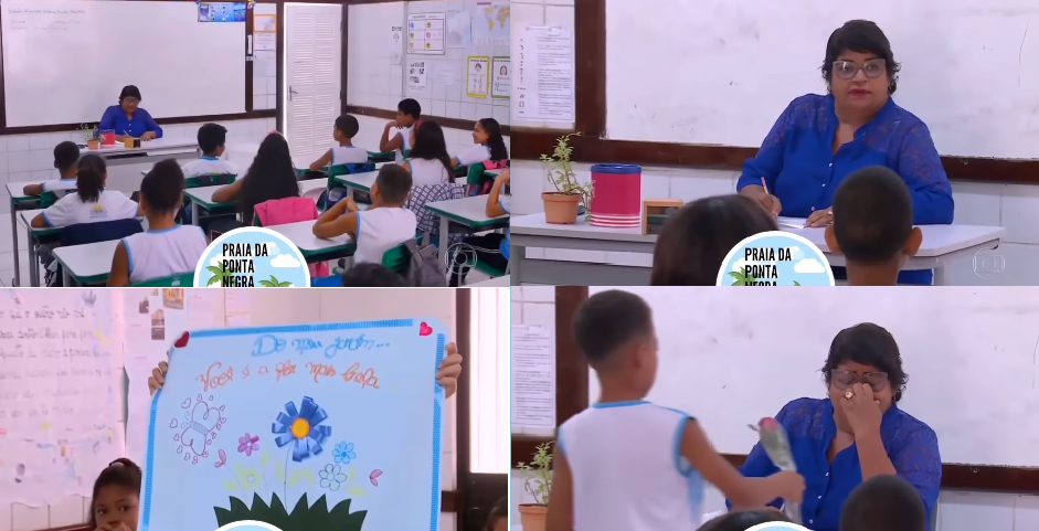 Alunos de Manaus prestam homenagem emocionante para professora do ensino fundamental